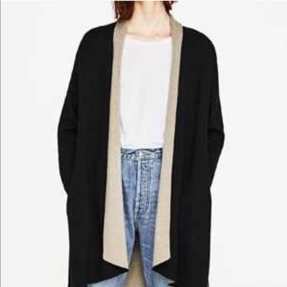 Zara Sweaters - Zara Knit Long Cardigan Open Front Lapel Sweater